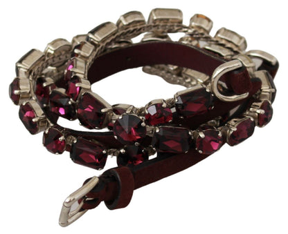Dolce & Gabbana Crystal-Embellished Purple Leather Belt