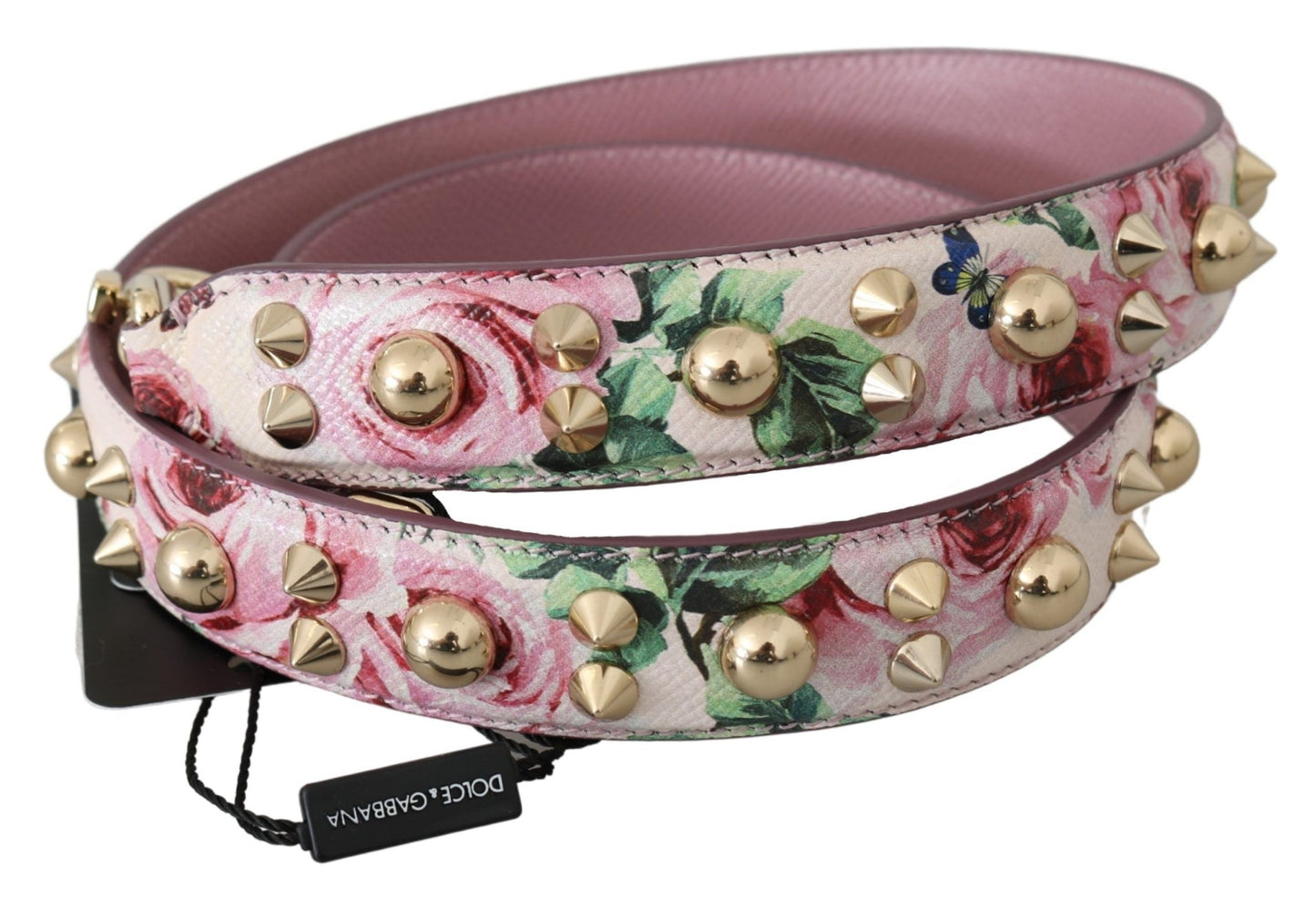 Dolce & Gabbana Chic Floral Pink Leather Shoulder Strap