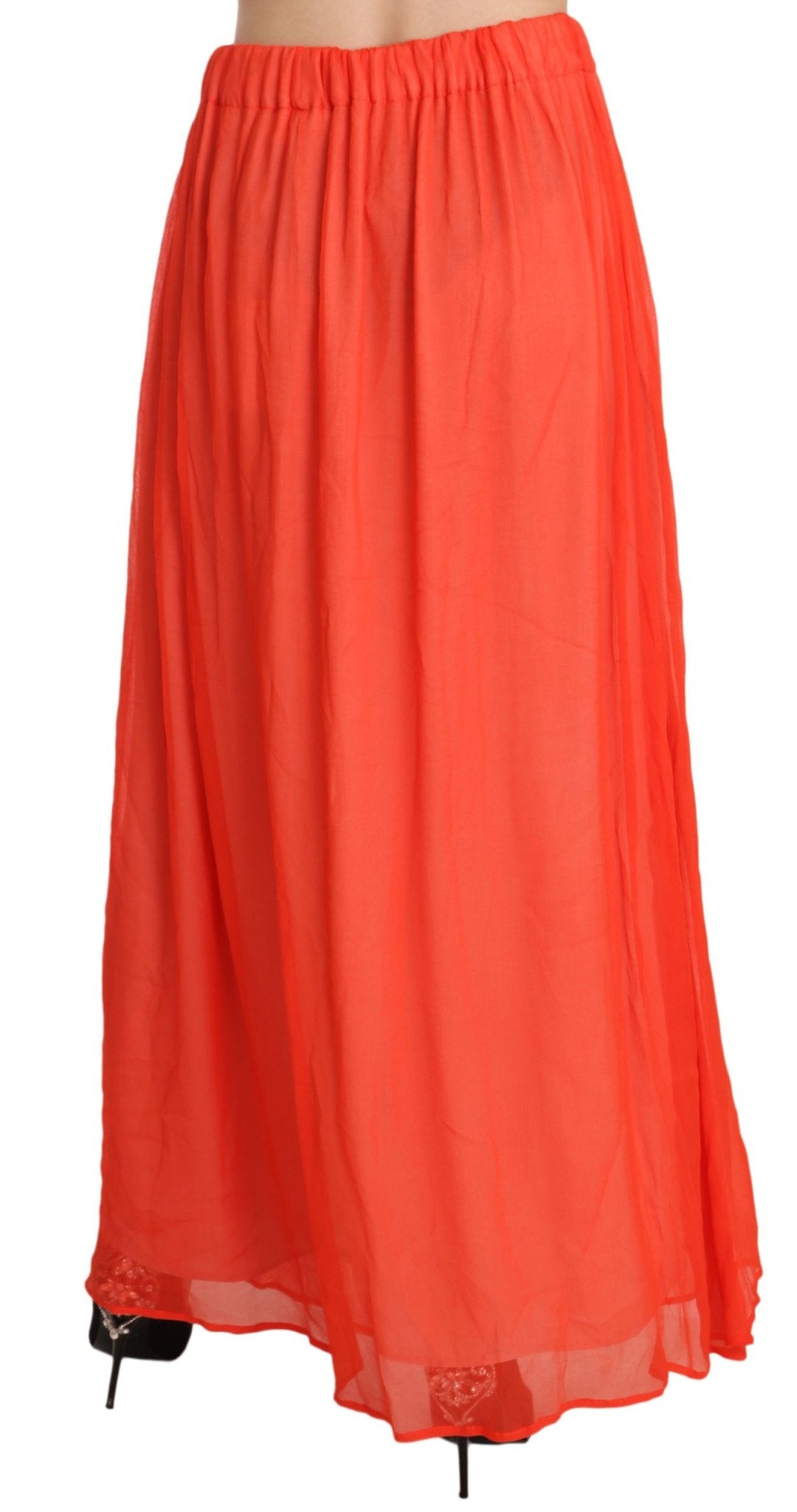Jucca Elegant Orange Pleated Maxi Skirt