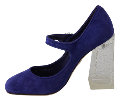 Dolce & Gabbana Elegant Purple Suede Mary Janes Pumps