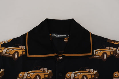 Dolce & Gabbana Elegant Car Print Polo T-Shirt in Black