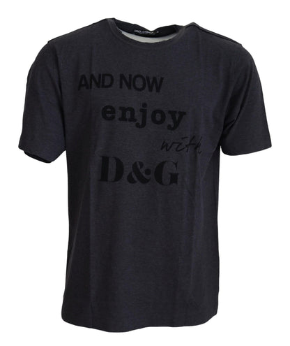 Dolce & Gabbana Elegant Gray Motive Crew Neck T-Shirt