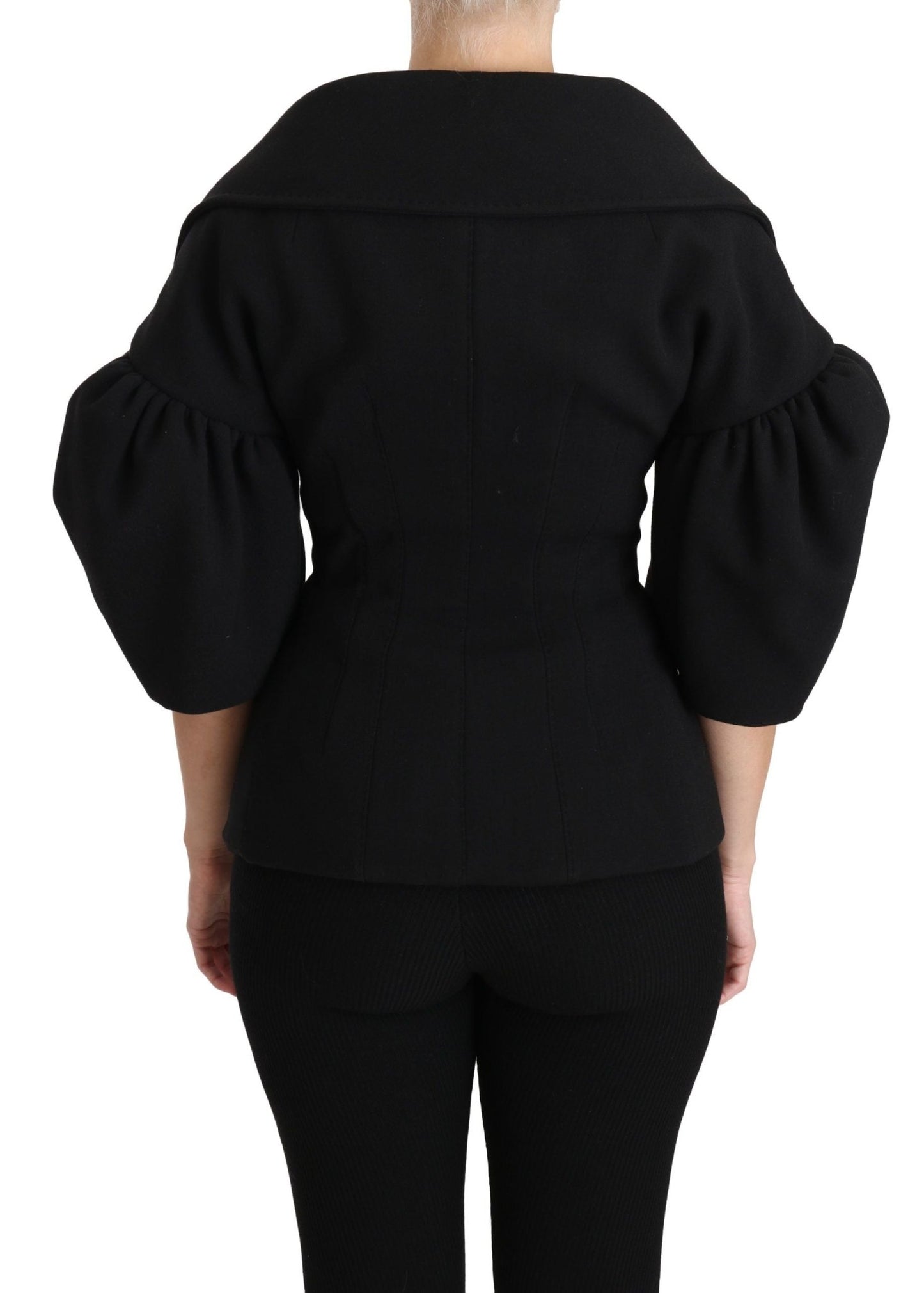 Dolce & Gabbana Black Formal Coat Virgin Wool Jacket