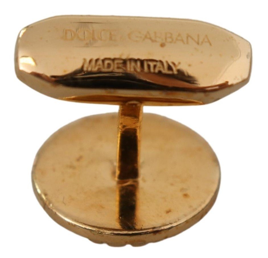 Dolce & Gabbana Gold Plated Brass Round Pin Men Cufflinks