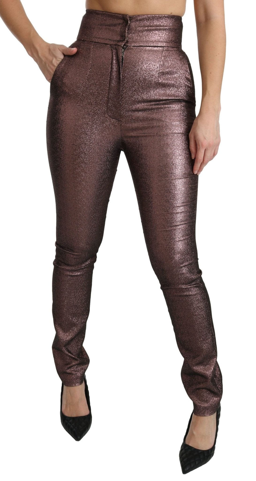 Dolce & Gabbana High Waist Slim Fit Metallic Pants