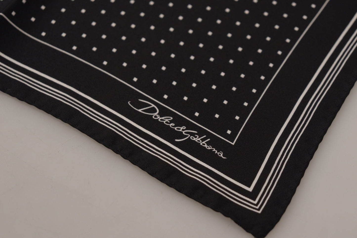 Dolce & Gabbana Black Polka Dots DG Logo Square Handkerchief