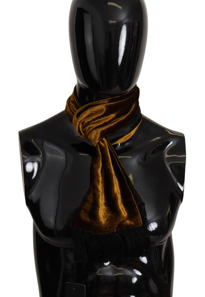 Dolce & Gabbana Brown Mens Shawl Warm Neck Wrap Fringe Silk Scarf