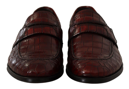 Dolce & Gabbana Exotic Croc Leather Bordeaux Loafers