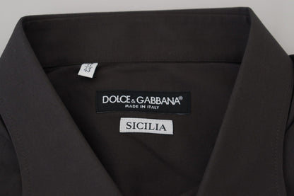Dolce & Gabbana Gray SICILIA Slim Fit Stretch Dress Shirt