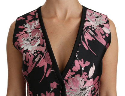 Dolce & Gabbana Elegant Floral Brocade Plunging Vest Top