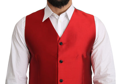 Dolce & Gabbana Ravishing Red Silk Formal Vest