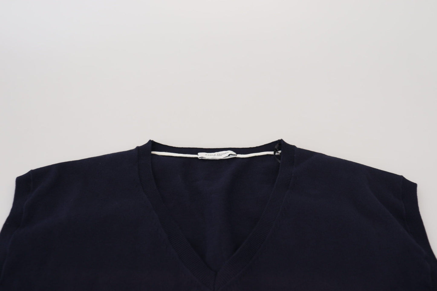Paolo Pecora Milano Black Cotton V-neck Sleeveless Tank T-shirt
