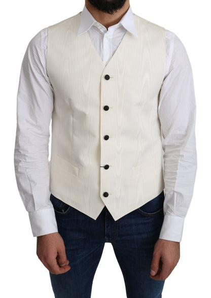 Dolce & Gabbana Elegant Off-White Silk Formal Vest