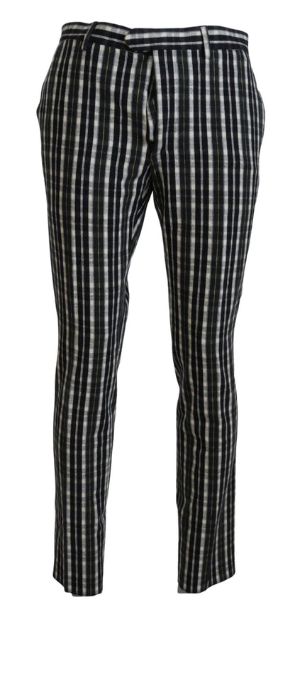 BENCIVENGA Black Checkered Cotton Casual Pants