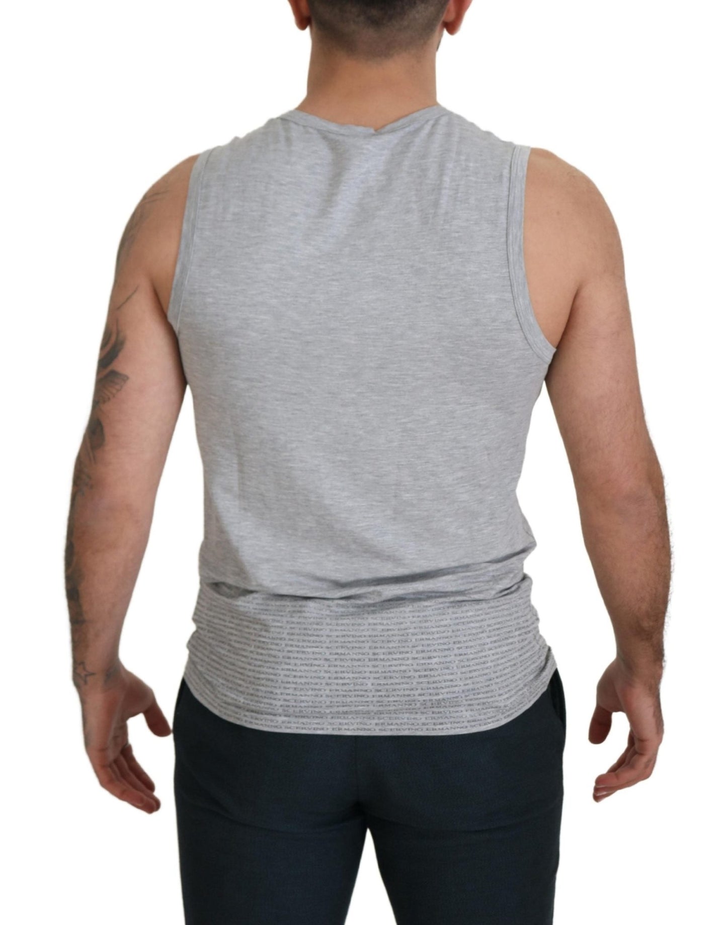 Ermanno Scervino Grey Sleeveless Men Pullover T-shirt