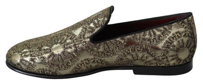Dolce & Gabbana Gold Bordeaux Loafers Slides Dress Shoes