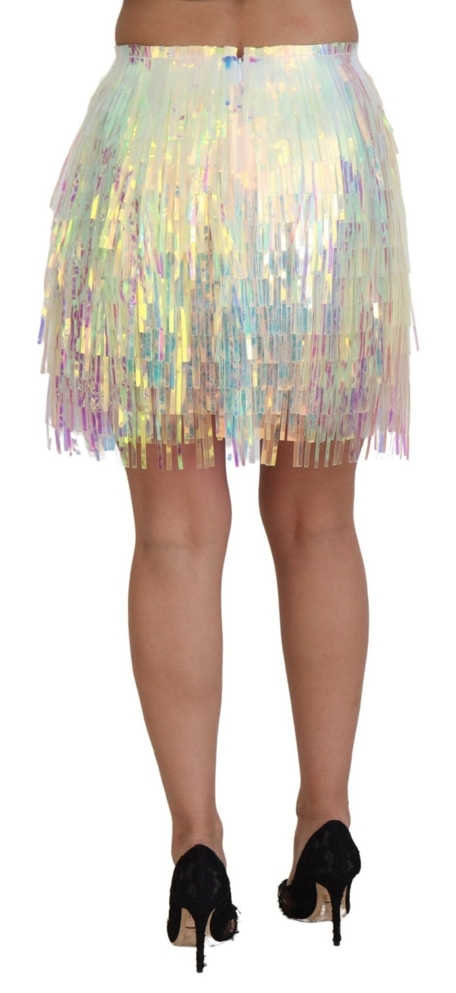 Dolce & Gabbana Iridescent Fringe Mini Skirt Mid Waist