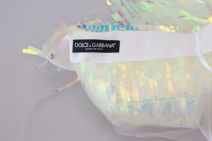 Dolce & Gabbana Iridescent Fringe Mini Skirt Mid Waist