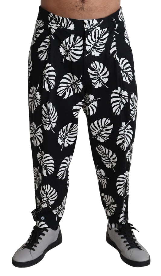 Dolce & Gabbana Elegant Palm Leaf Print Cotton Trousers
