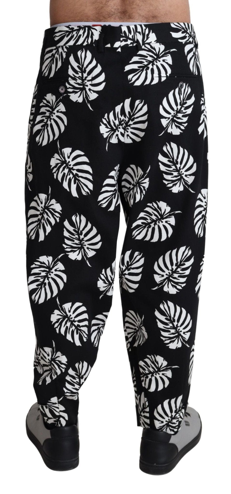 Dolce & Gabbana Elegant Palm Leaf Print Cotton Trousers