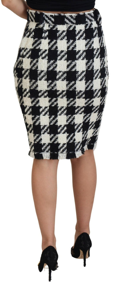 Dolce & Gabbana Elegant Houndstooth High-Waist Knee-Length Skirt