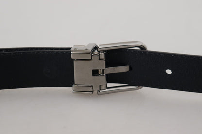 Dolce & Gabbana Blue Calf Leather Silver Tone Metal Buckle Belt