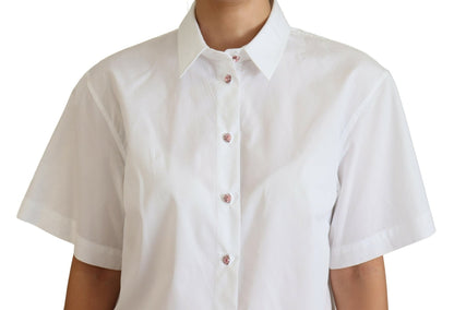 Dolce & Gabbana Elegant White Cotton Button-Up Blouse