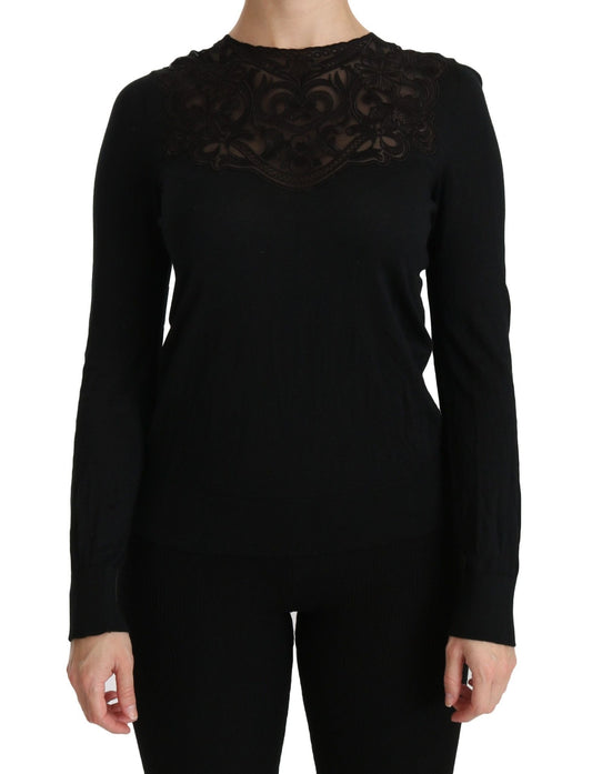 Dolce & Gabbana Elegant Silk-Blend Black Lace Blouse