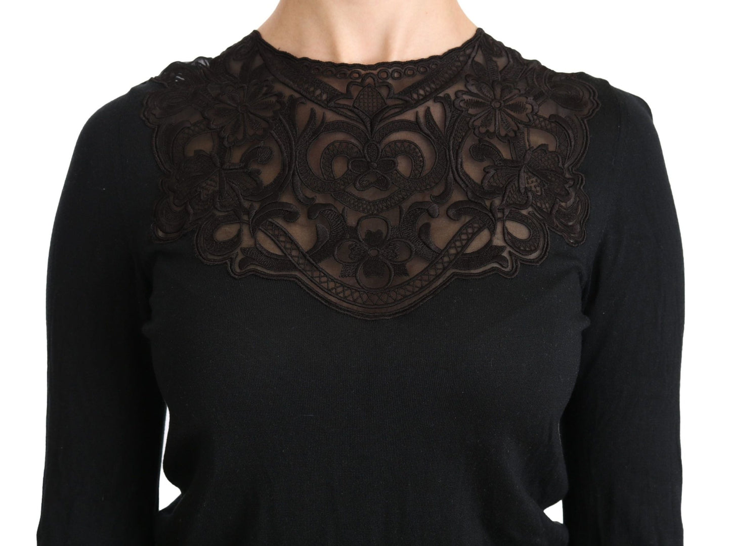 Dolce & Gabbana Elegant Silk-Blend Black Lace Blouse