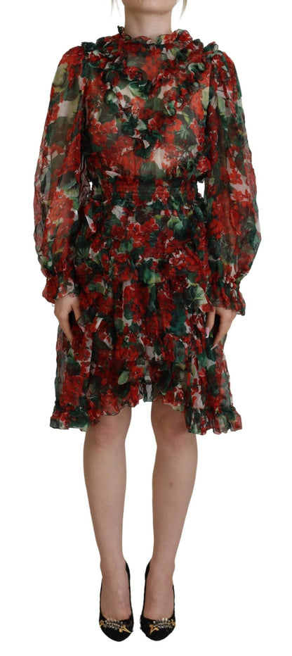 Dolce & Gabbana Multicolor Geranium A-line Knee Length Dress