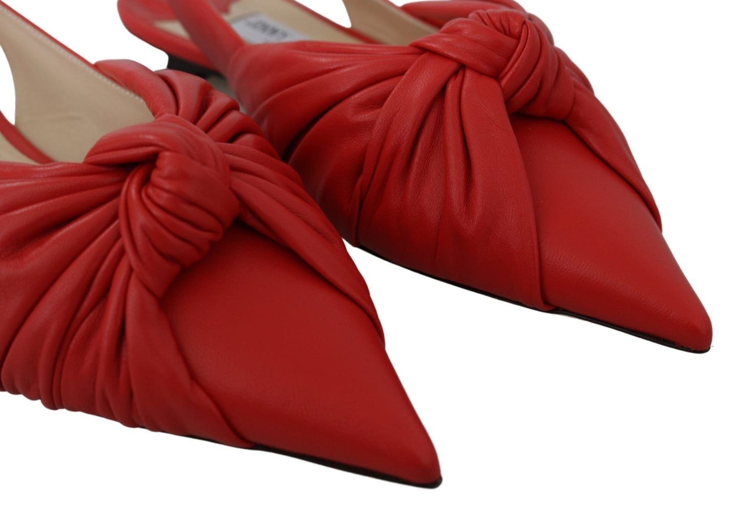Jimmy Choo Chic Red Pointed Toe Leather Flats