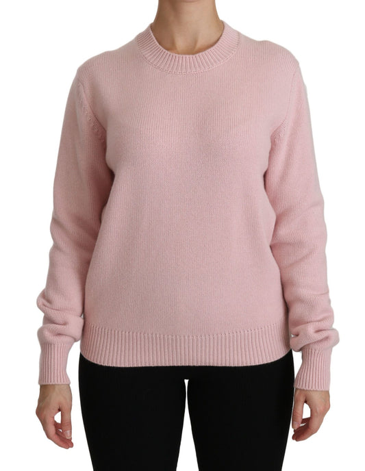 Dolce & Gabbana Cashmere-Blend Pink Crew Neck Sweater