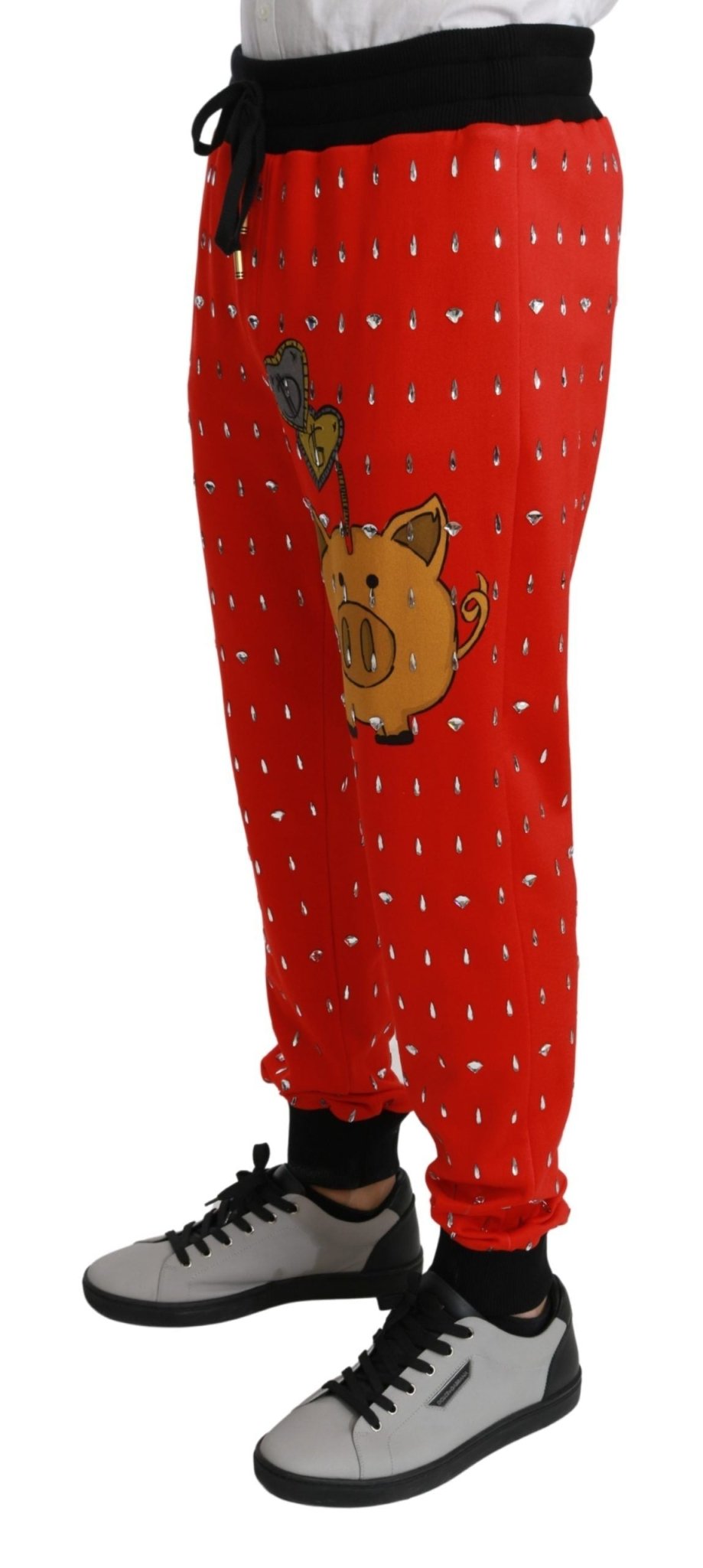 Dolce & Gabbana Chic Red Piggy Bank Print Sweatpants