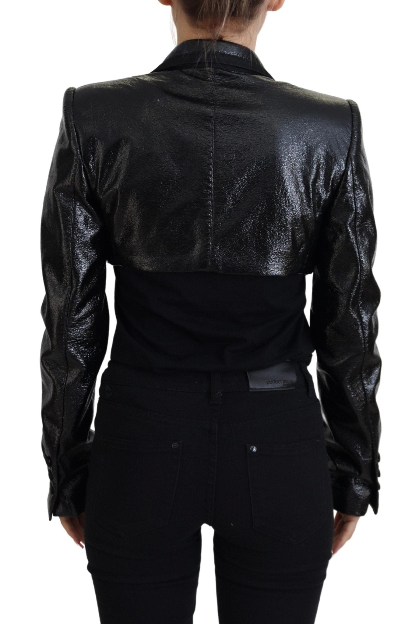 Dolce & Gabbana Black Long Sleeves Crop Blazer Cotton Jacket