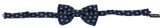 Dolce & Gabbana Elegant Blue Patterned Silk Bow Tie