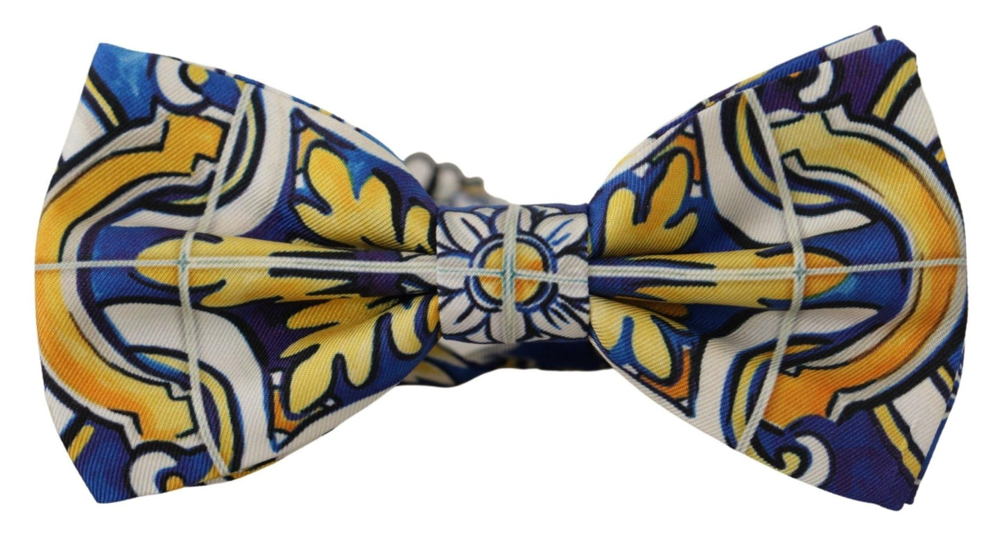 Dolce & Gabbana Multicolor Majolica Print Adjustable Papillon Bow Tie