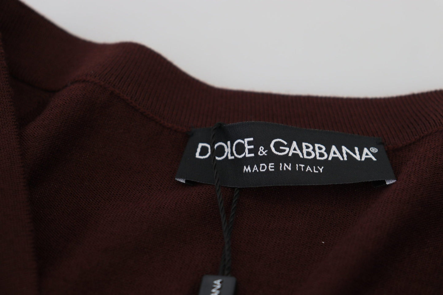 Dolce & Gabbana Chic Maroon V-Neck Wool Cardigan
