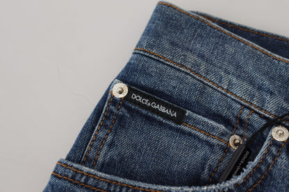 Dolce & Gabbana Blue Checkered Back Skinny Denim Jeans