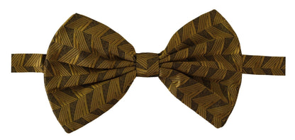 Dolce & Gabbana Gold Fantasy Print Adjustable Neck Papillon Bow Tie