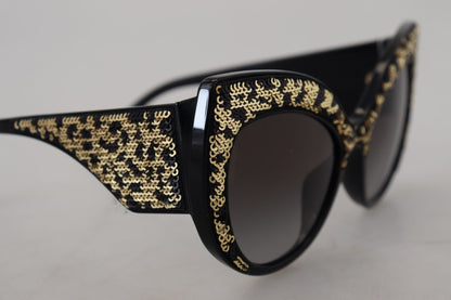 Dolce & Gabbana Black Gold Sequin Butterfly Polarized DG4326 Sunglasses