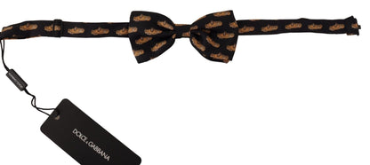 Dolce & Gabbana Black Orange Car print Adjustable Neck Papillon Bow Tie