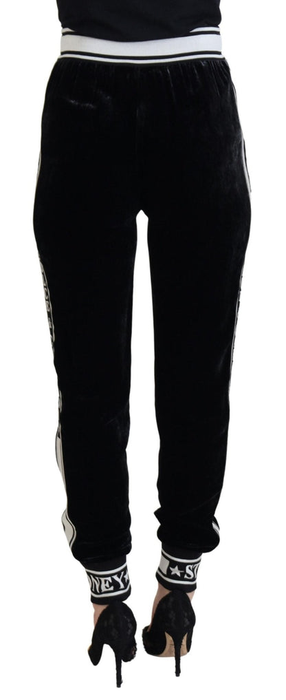 Dolce & Gabbana Black DG Logo Velvet Trouser Pants