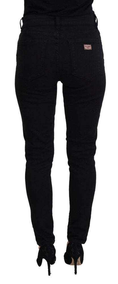 Dolce & Gabbana Black Cotton Skinny Mid Waist Denim Jeans