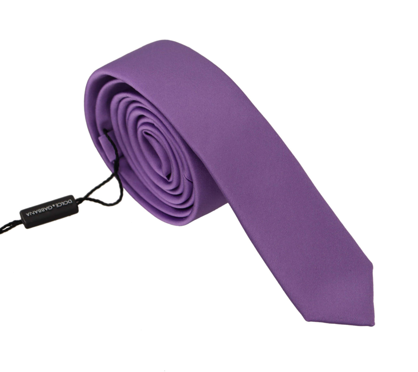 Dolce & Gabbana Purple Solid Print Silk Adjustable Necktie Accessory  Tie