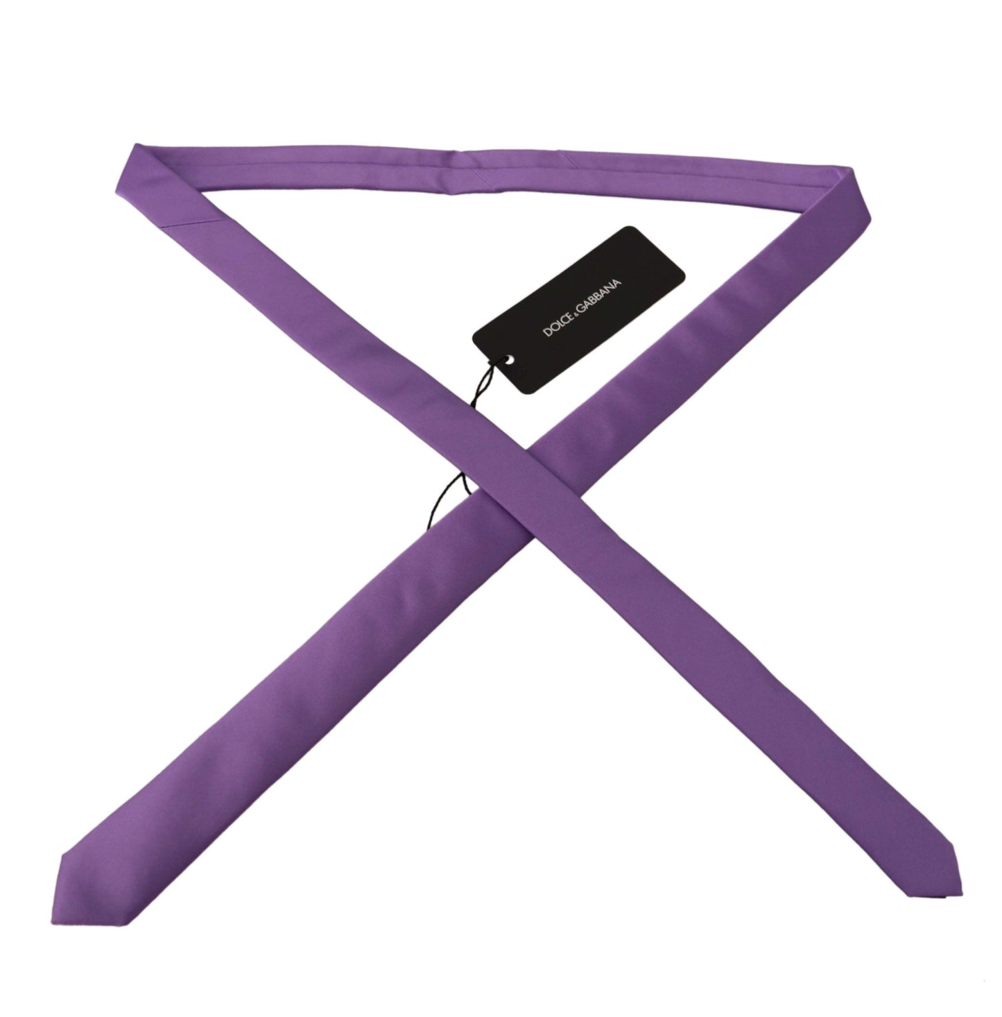 Dolce & Gabbana Purple Solid Print Silk Adjustable Necktie Accessory  Tie