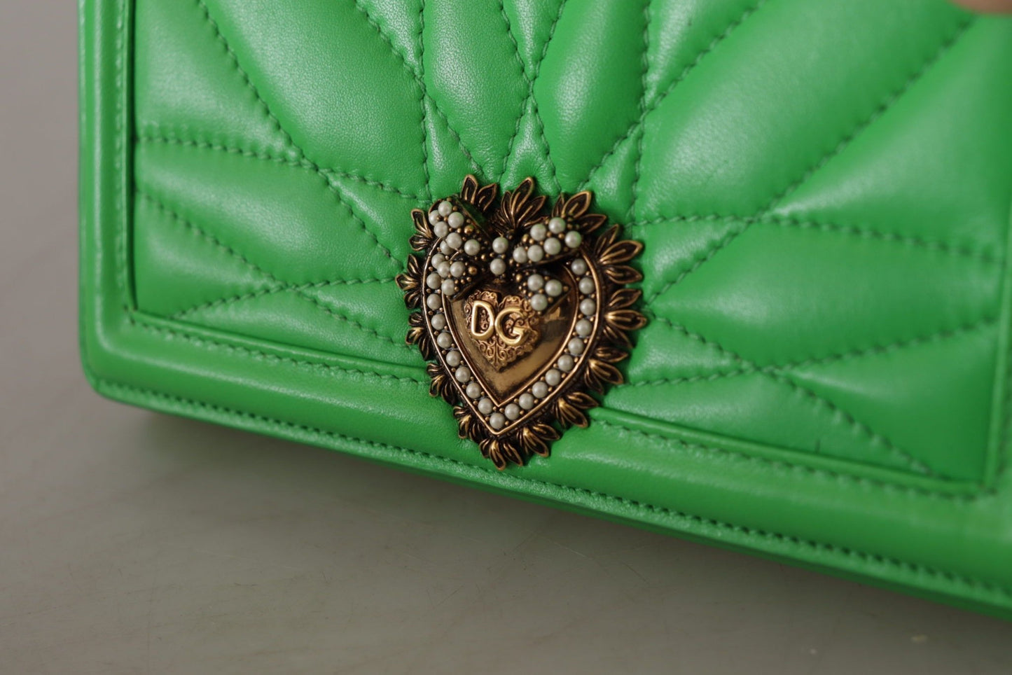Dolce & Gabbana Green Leather Devotion Cardholder IPHONE 11 PRO Wallet