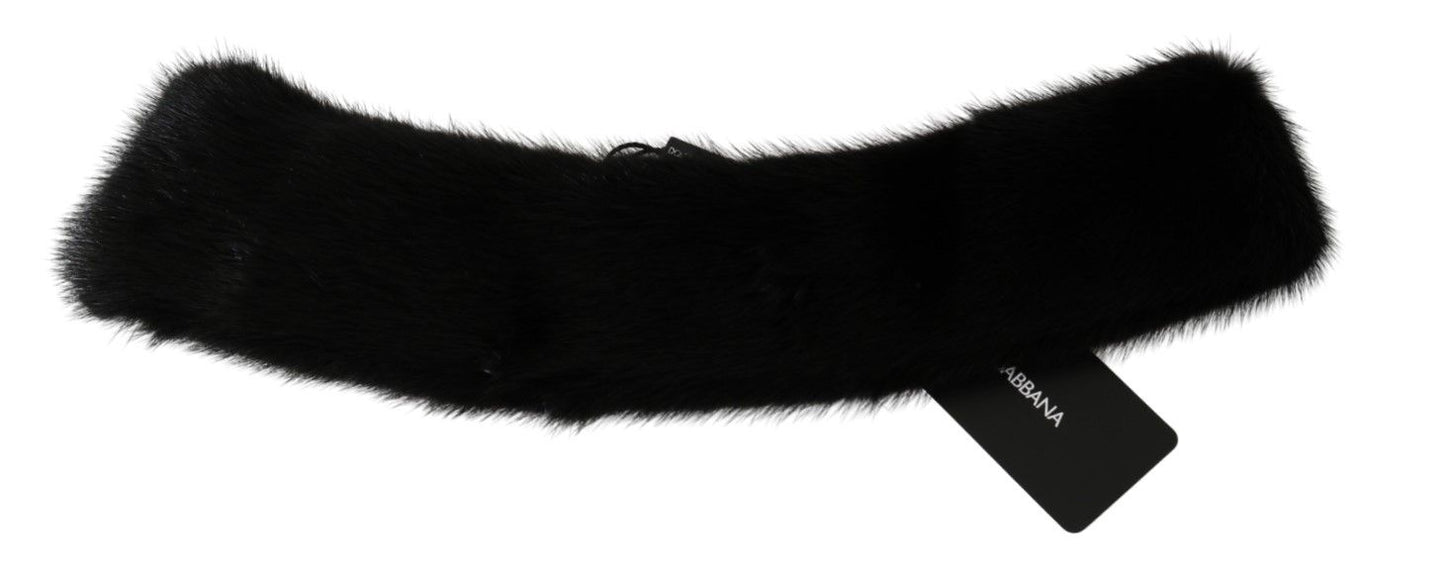 Dolce & Gabbana Elegant Black Mink Fur Scarf