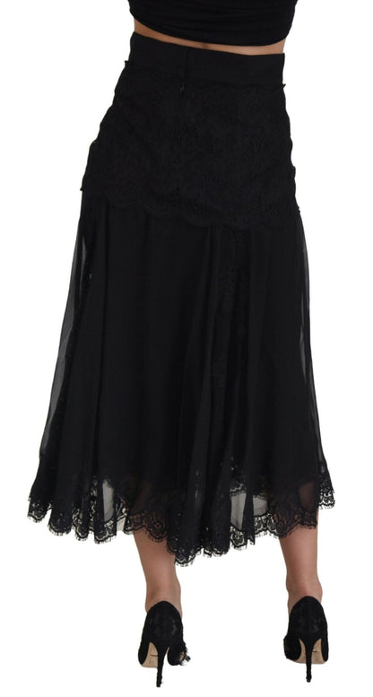 Dolce & Gabbana Elegant High-Waist Midi Silk-Blend Skirt