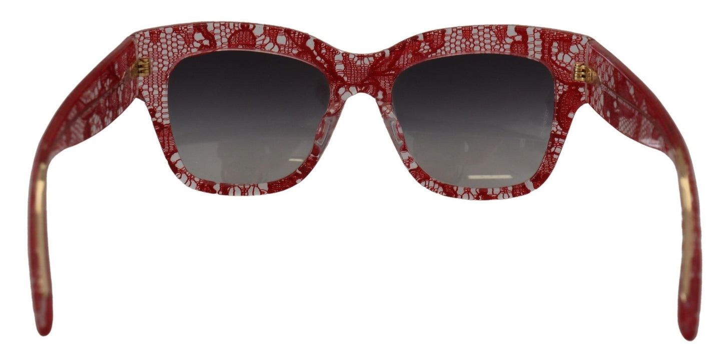 Dolce & Gabbana Red Lace Acetate Rectangle Shades  DG4231F  Sunglasses