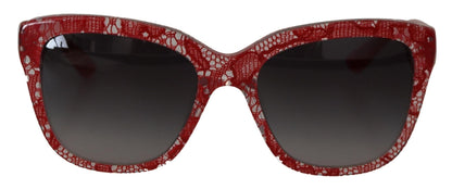 Dolce & Gabbana Red Lace Acetate Rectangle Shades DG4226F Sunglasses
